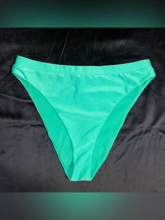 Green High Waisted Bikini Bottoms - Picture 1 of 6